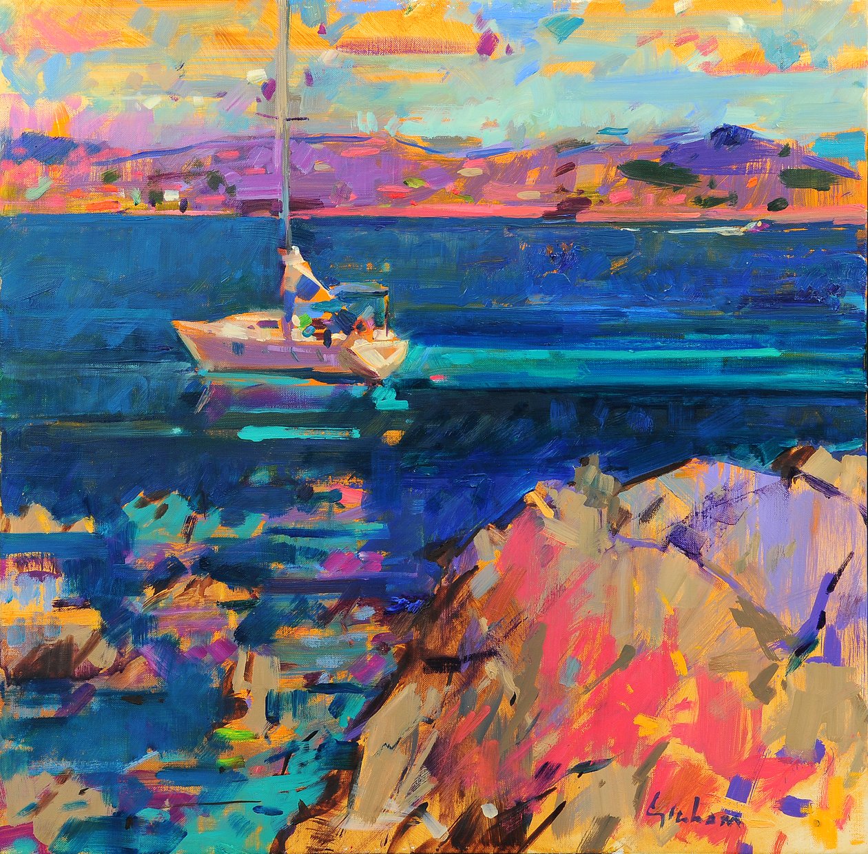 W Anchor, Wybrzeże St Tropez autorstwa Peter Graham (Contemporary)