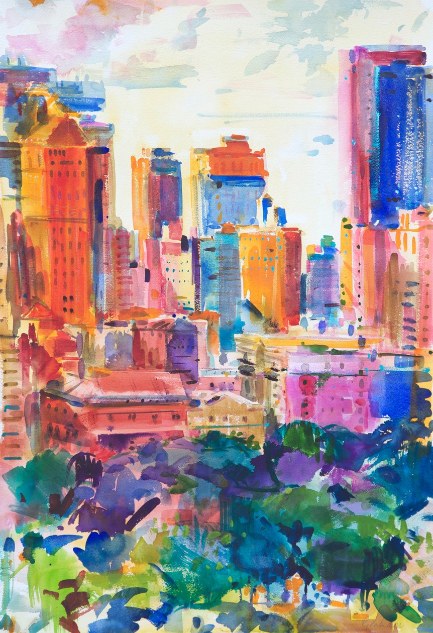 Central Park West, 2011 (wc na papierze) autorstwa Peter Graham (Contemporary)