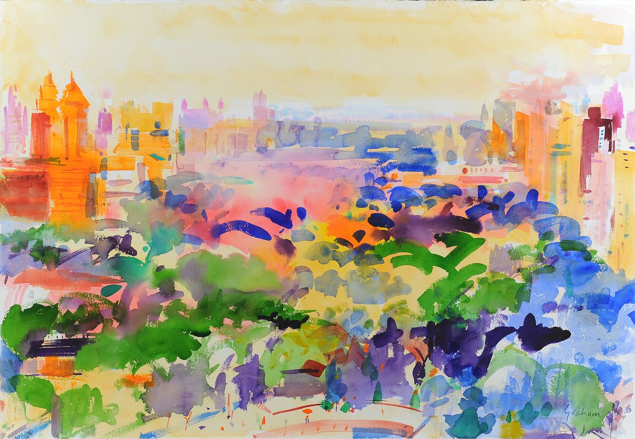Letni poranek, Manhattan, 2023 (akwarela) autorstwa Peter Graham