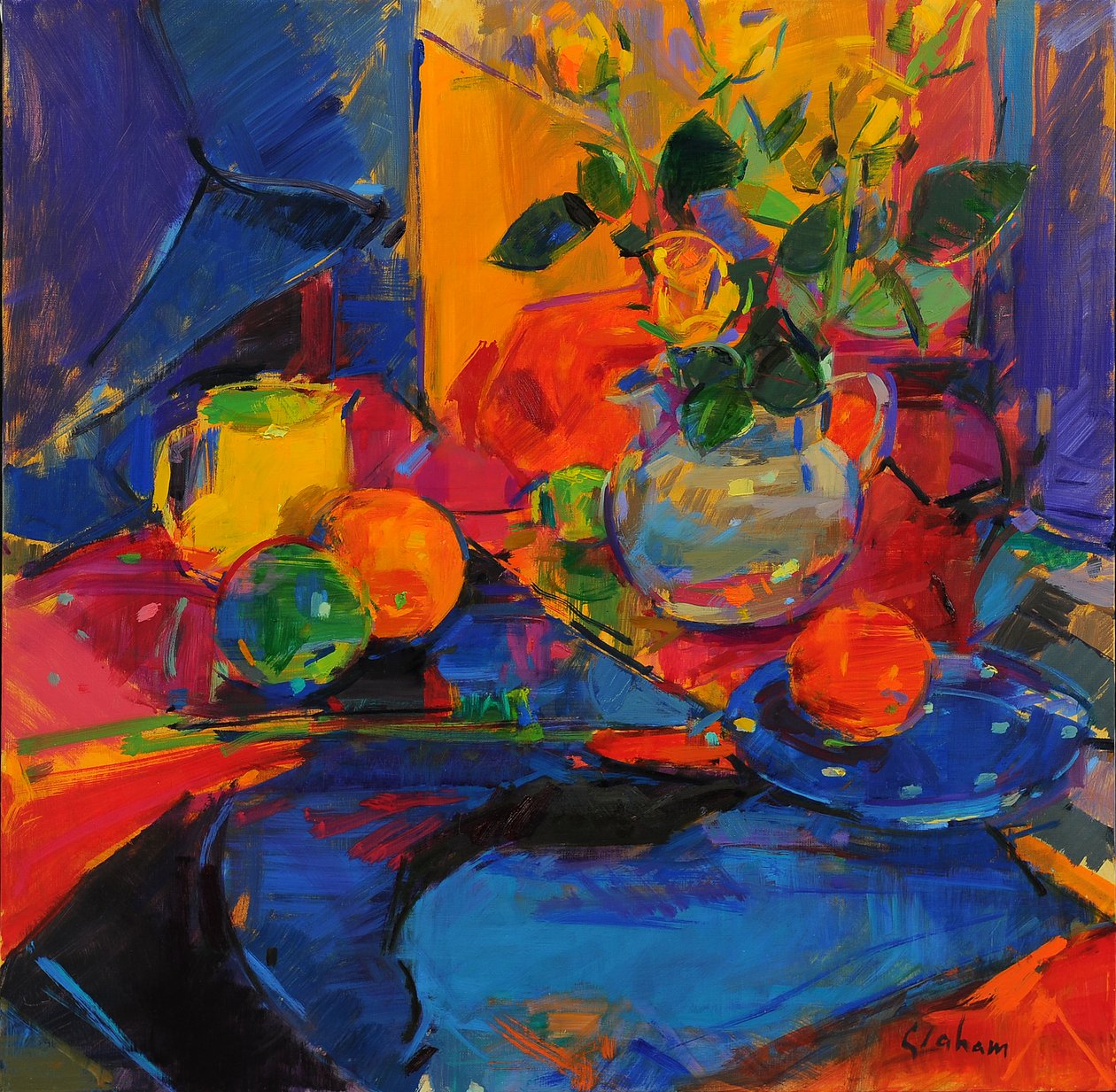 West End Roses, 2021 (olej na płótnie) autorstwa Peter Graham