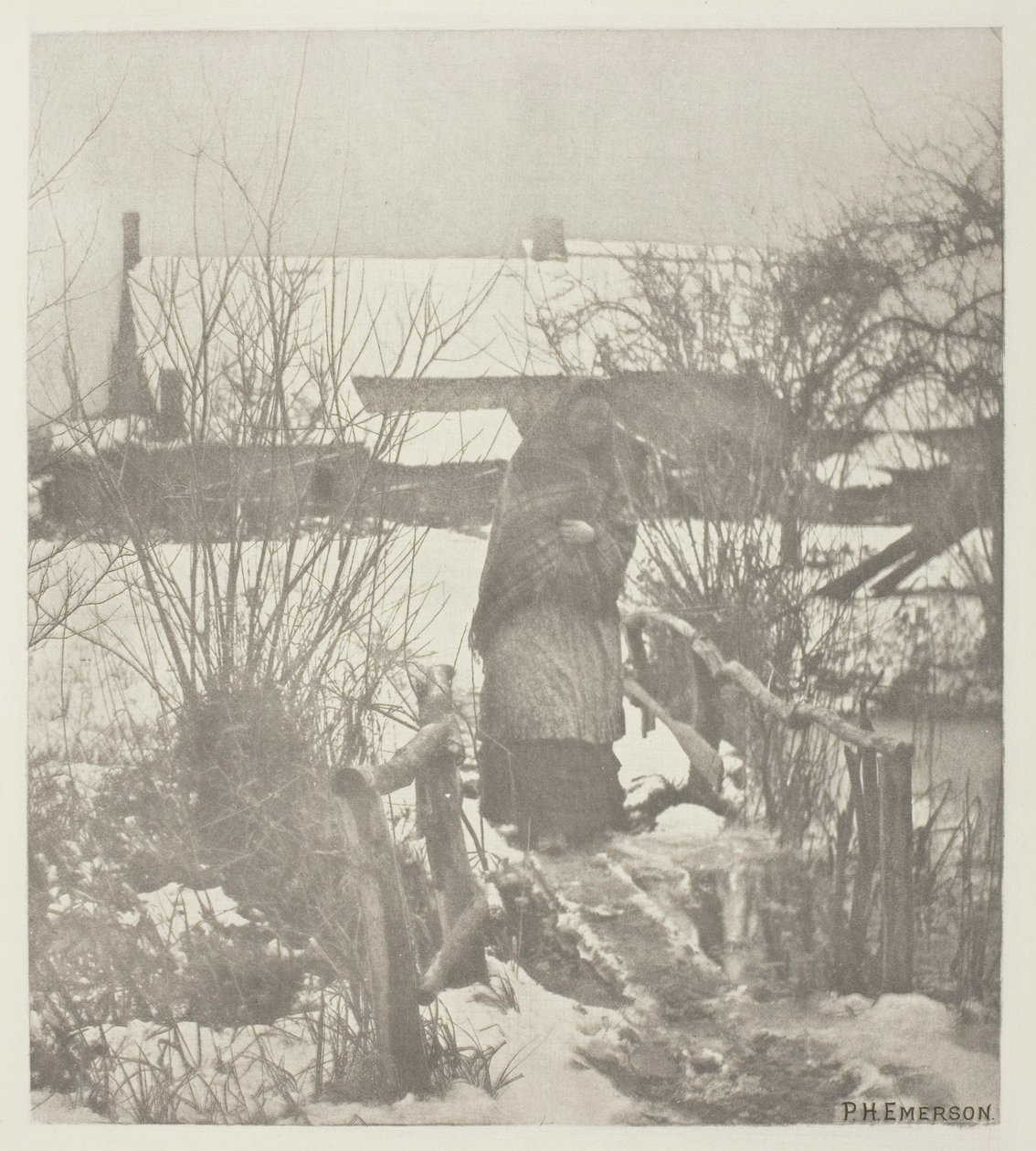 Śliska ścieżka – scena zimowa (Norfolk) autorstwa Peter Henry Emerson