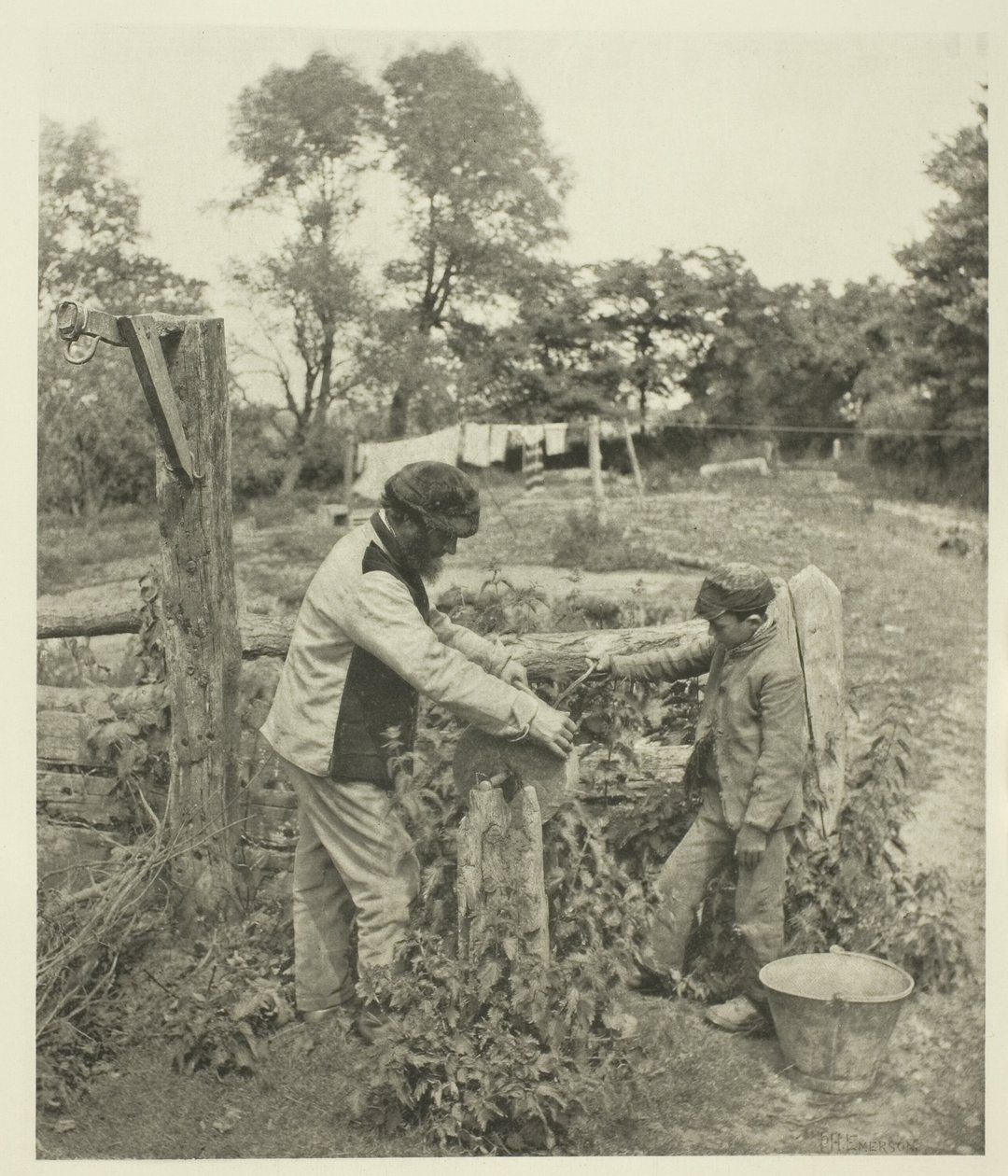 Na farmie Grindstone-A w Suffolk autorstwa Peter Henry Emerson