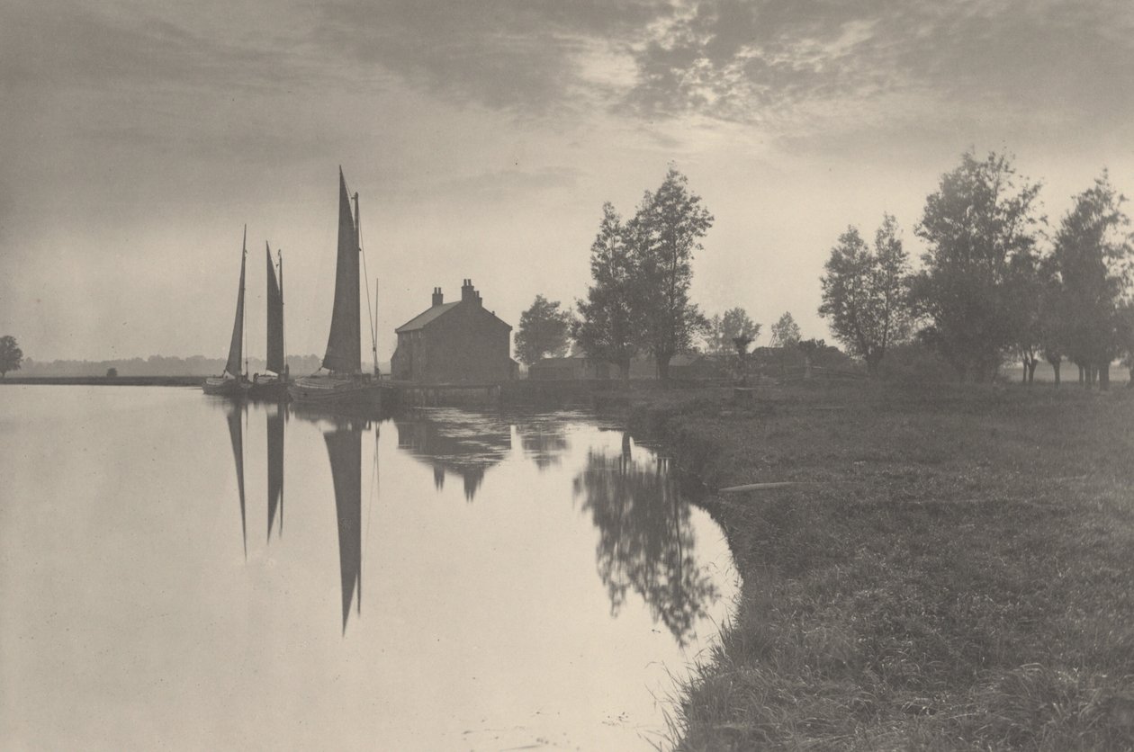 Cantley: Wherries Waiting for the Turn of the Tide, 1886 (zdjęcie) autorstwa Peter Henry Emerson