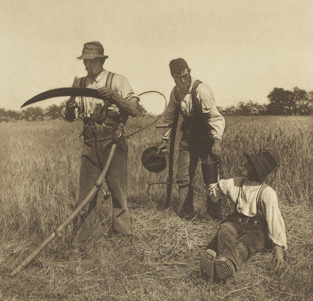 W żniwach jęczmienia, Suffolk, 1888 (fotograwiura) autorstwa Peter Henry Emerson