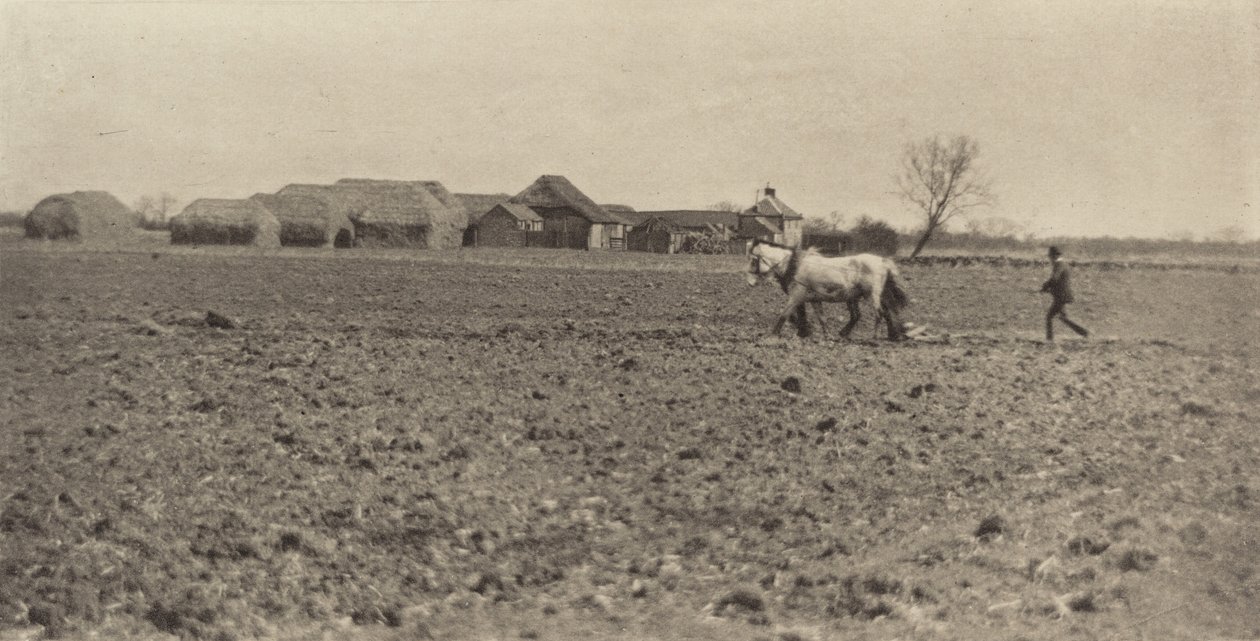 Gospodarstwo bagienne wczesną wiosną, 1890-1891, wydrukowane 1893. autorstwa Peter Henry Emerson