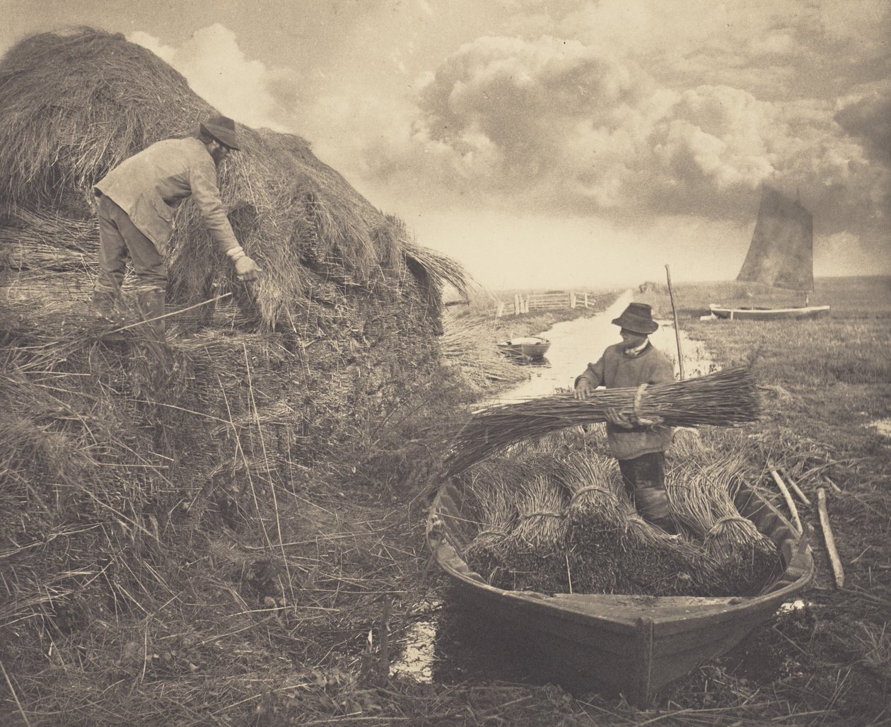 Układanie trzciny w stóg autorstwa Peter Henry Emerson