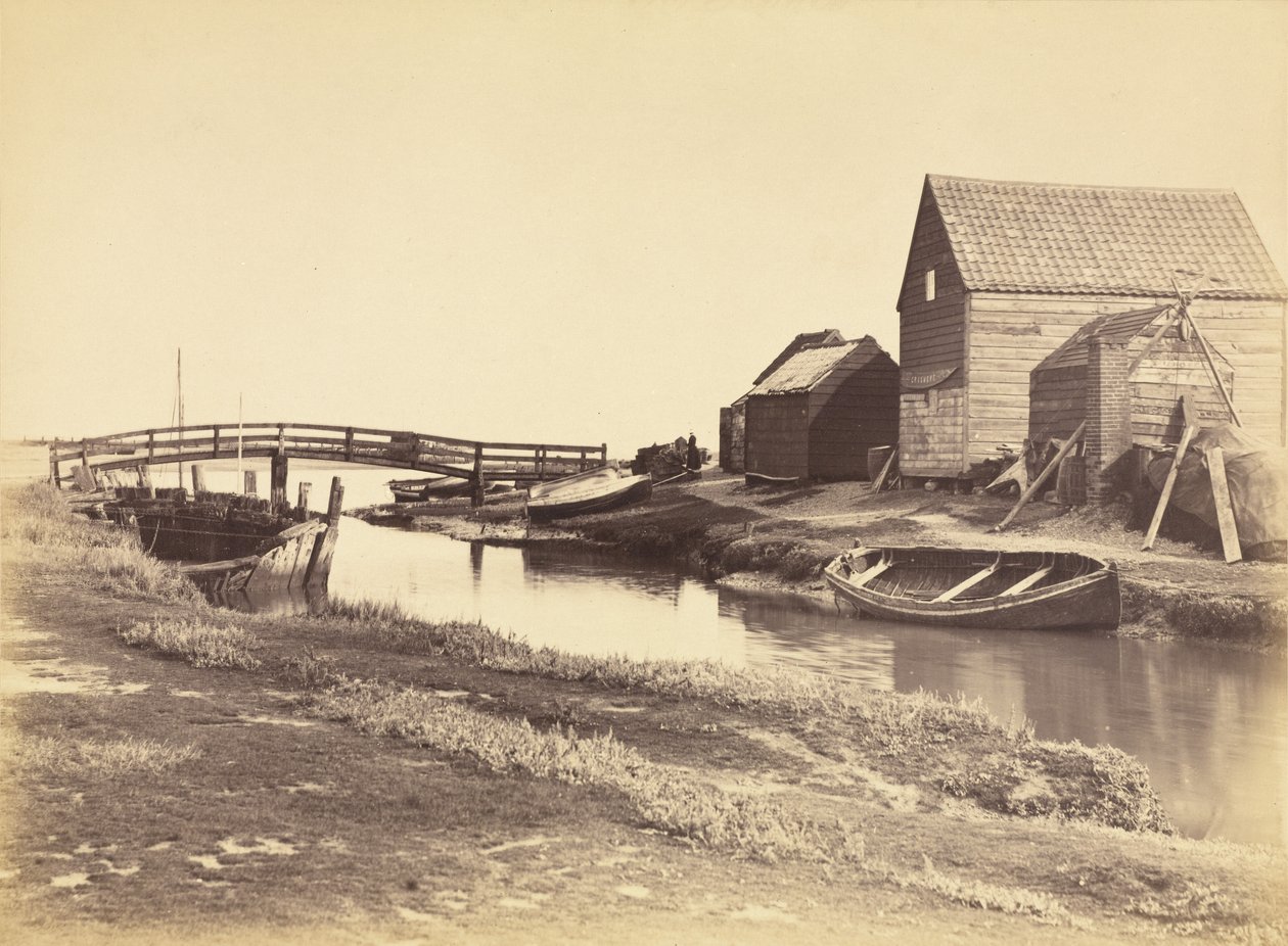 Pływowy strumień i stare magazyny na południe od Southwold, Suffolk autorstwa Peter Henry Emerson