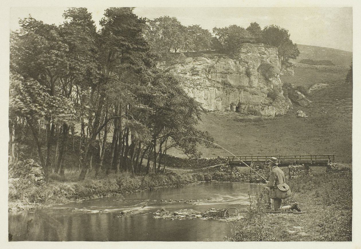 Most Wolfscote i skała Franklyn, Beresford Dale autorstwa Peter Henry Emerson