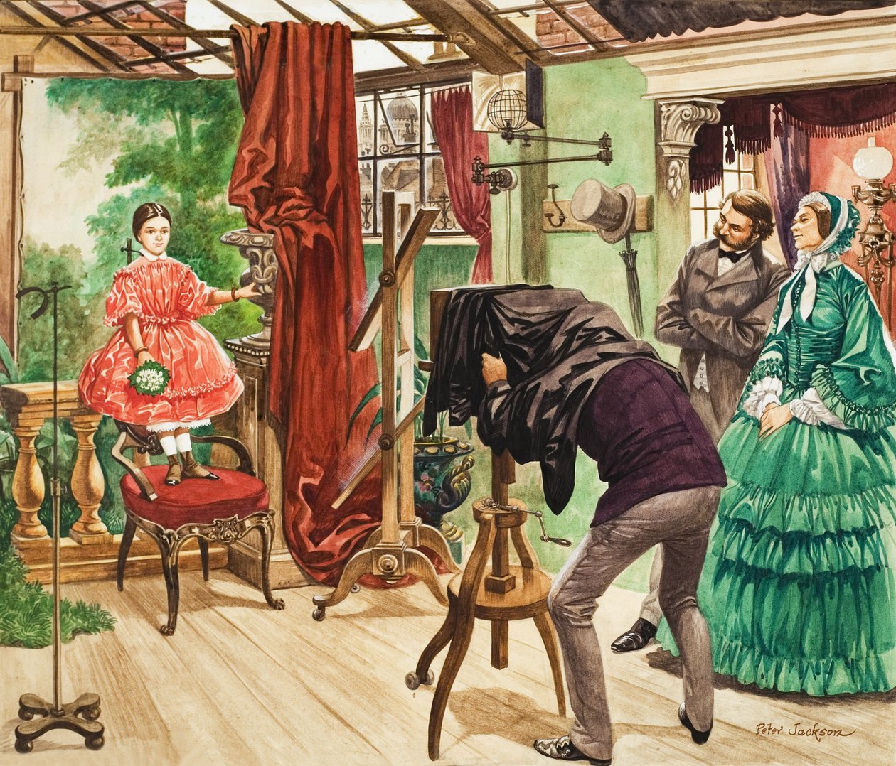 Dziewiętnastowieczna sesja fotograficzna (gwasz na papierze) autorstwa Peter Jackson