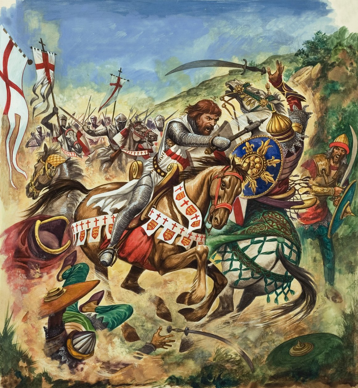 Ryszard Lwie Serce (1157-99) podczas trzeciej krucjaty (gwasz na papierze) autorstwa Peter Jackson