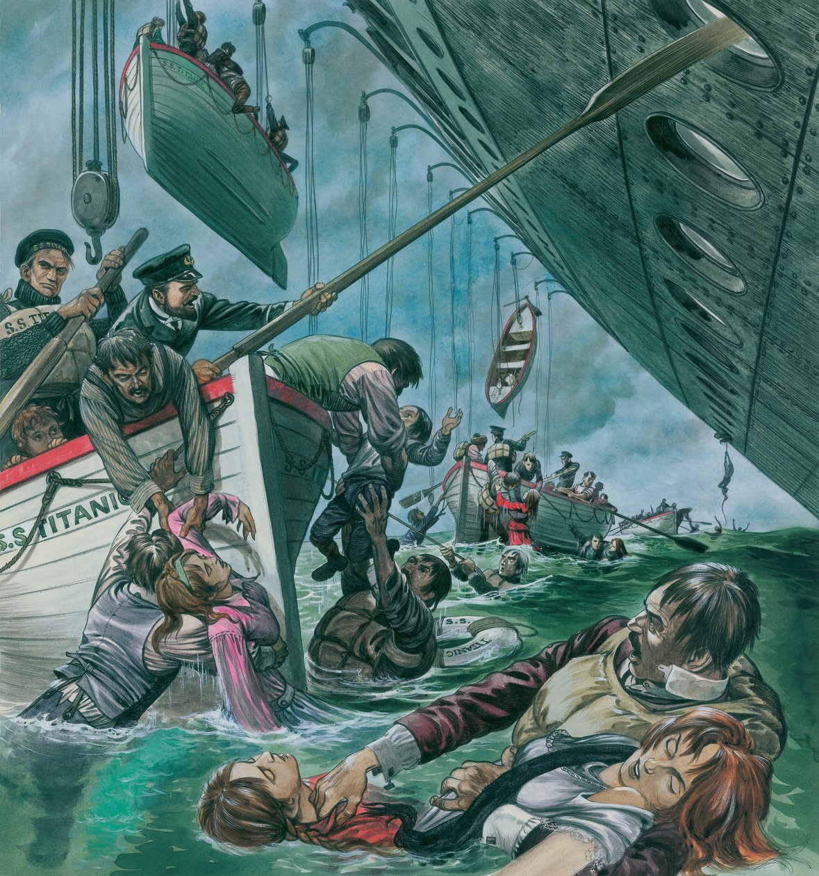 Zatonięcie Titanica (gwasz na papierze) autorstwa Peter Jackson
