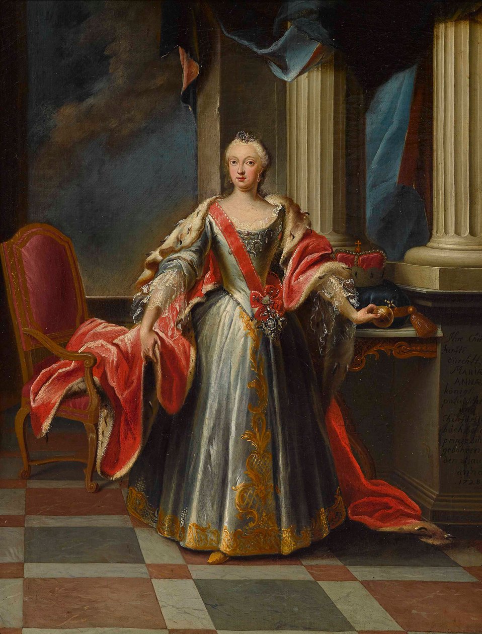 Portret Marii Anny Zofii Saksonii 1728-1797, elektorki Bawarii. autorstwa Peter Jacob Horemans