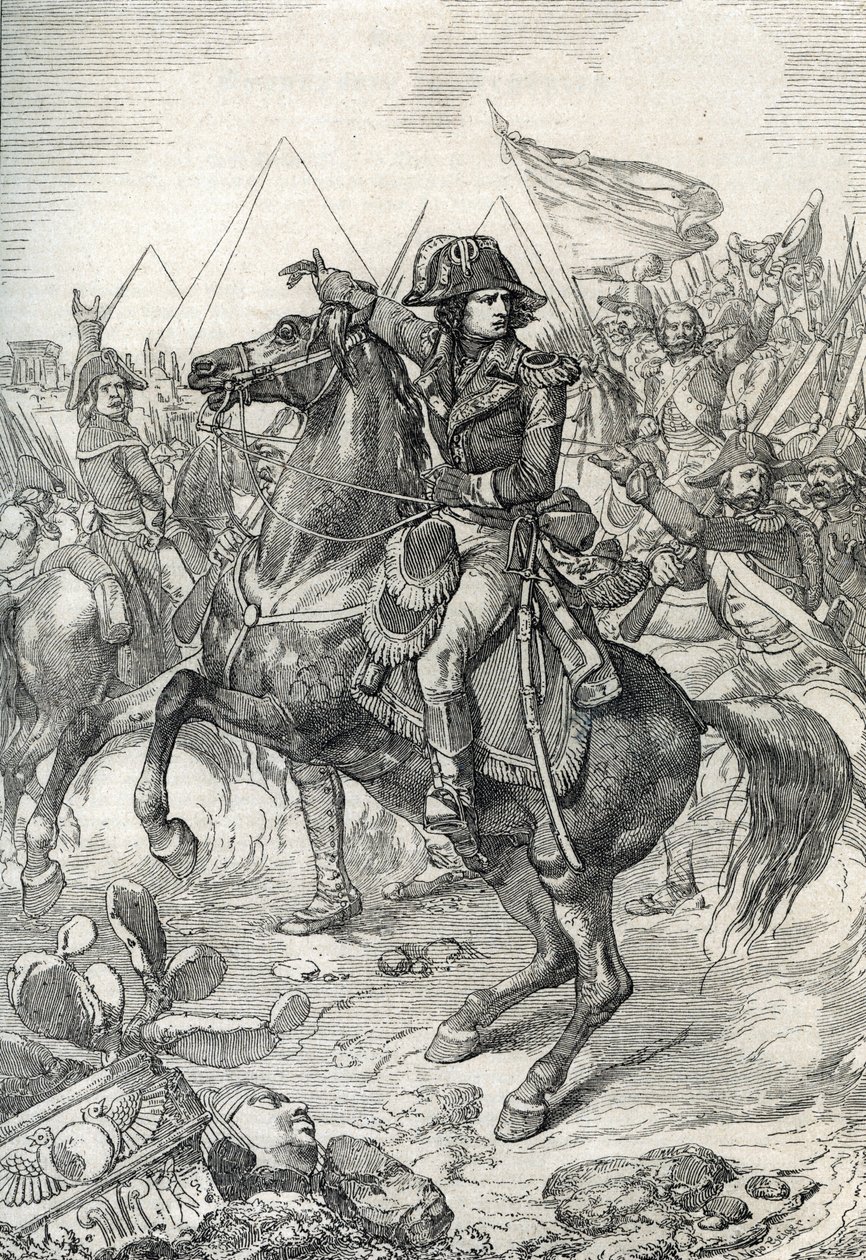Kampania (wyprawa) Egiptu (1798-1801): generał Napoleon Bonaparte (1765-1821) przed piramidami autorstwa Peter Johann Nepomuck Geiger