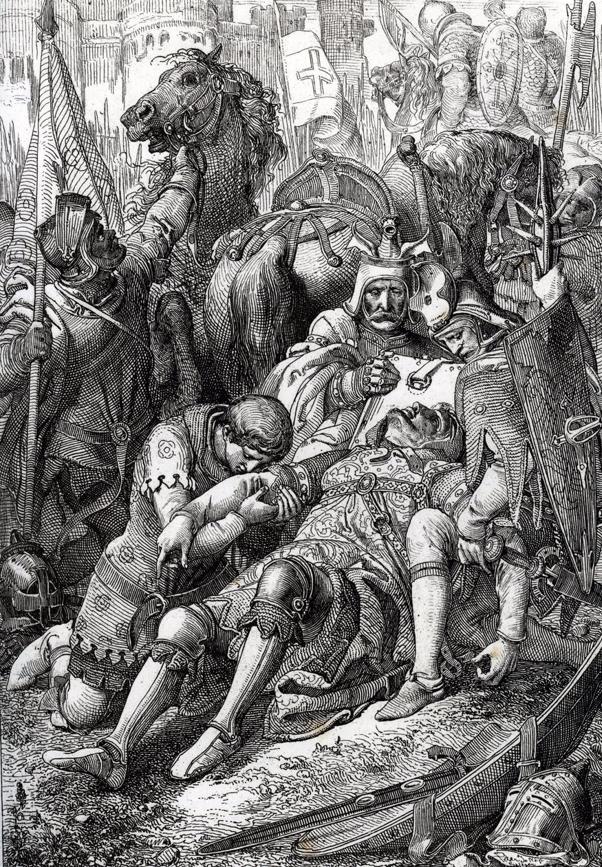 Rany króla Wilhelma Zdobywcy zadane przez jego syna Roberta II z Normandii dit Courteheuse (1051-1134) w twierdzy Gerberoy autorstwa Peter Johann Nepomuck Geiger