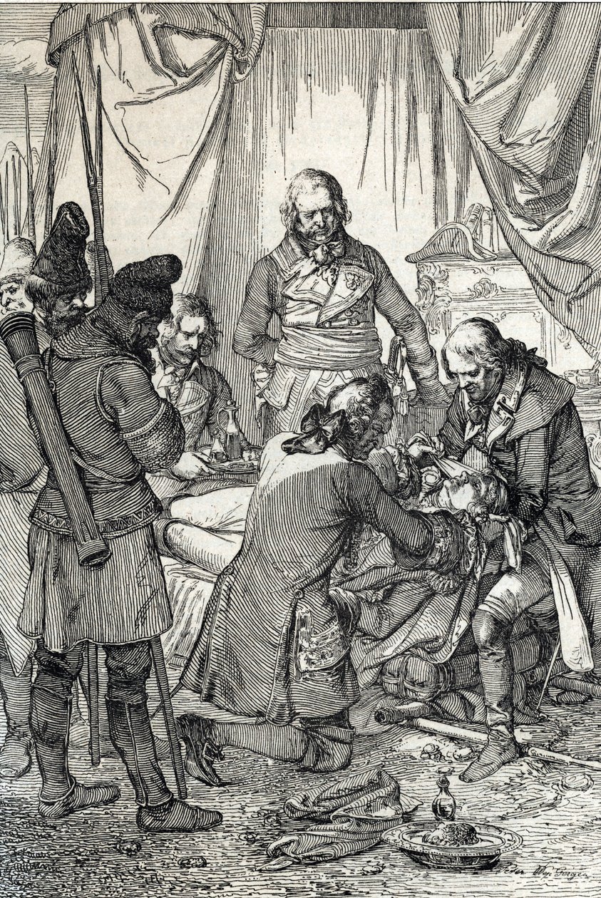 Kosciuszko insurrection: Polish hearts Tadeusz Kosciuszko (1746-1817) wounded in the Battle of Maciejowice against the Russians autorstwa Peter Johann Nepomuck Geiger