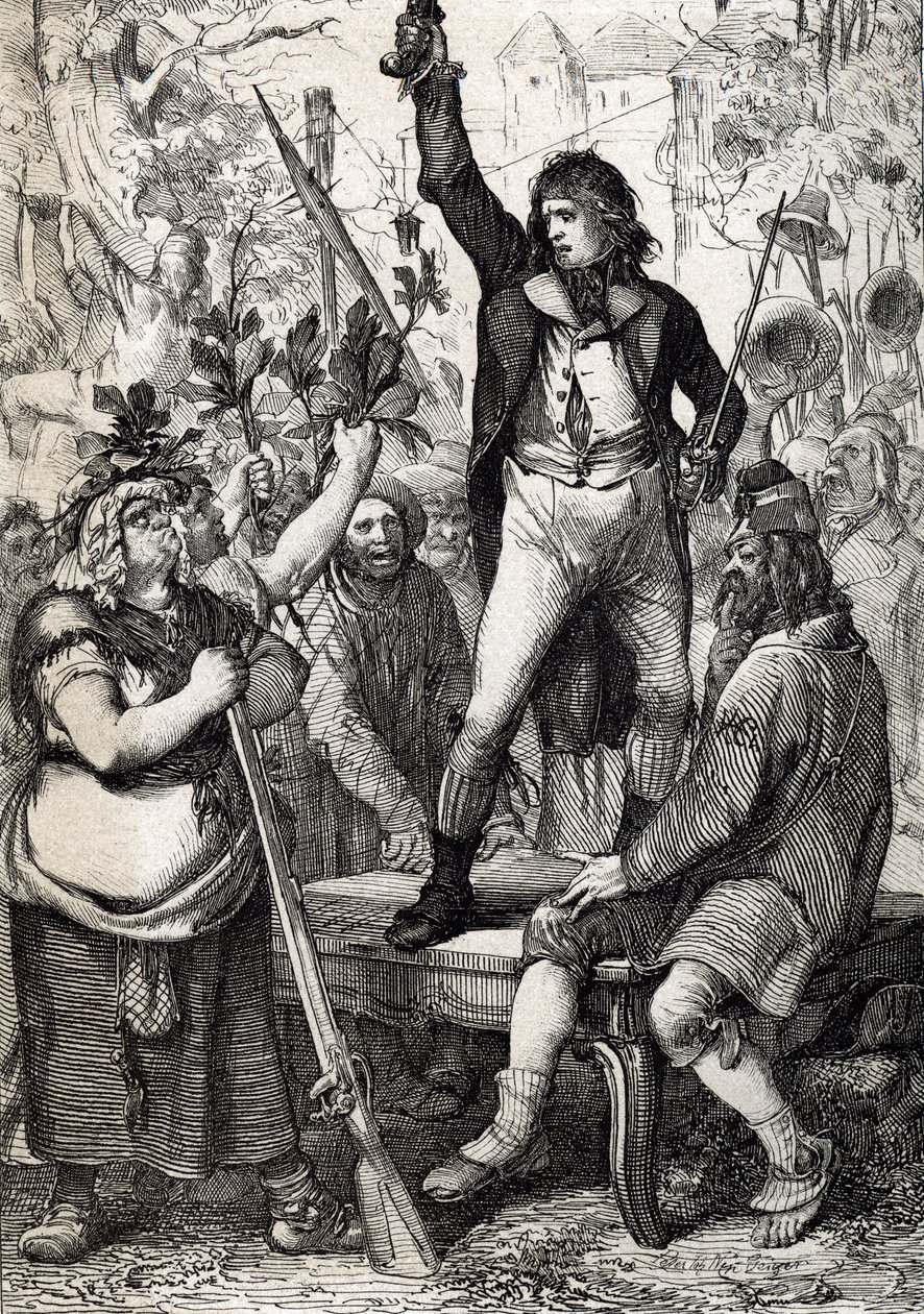 Wybuch rewolucji francuskiej w 1789 r.: zgromadzona ludność jest wzywana do wybrania koloru kokardy i wzięcia do ręki broni historycznej) autorstwa Antona Zieglera autorstwa Peter Johann Nepomuck Geiger