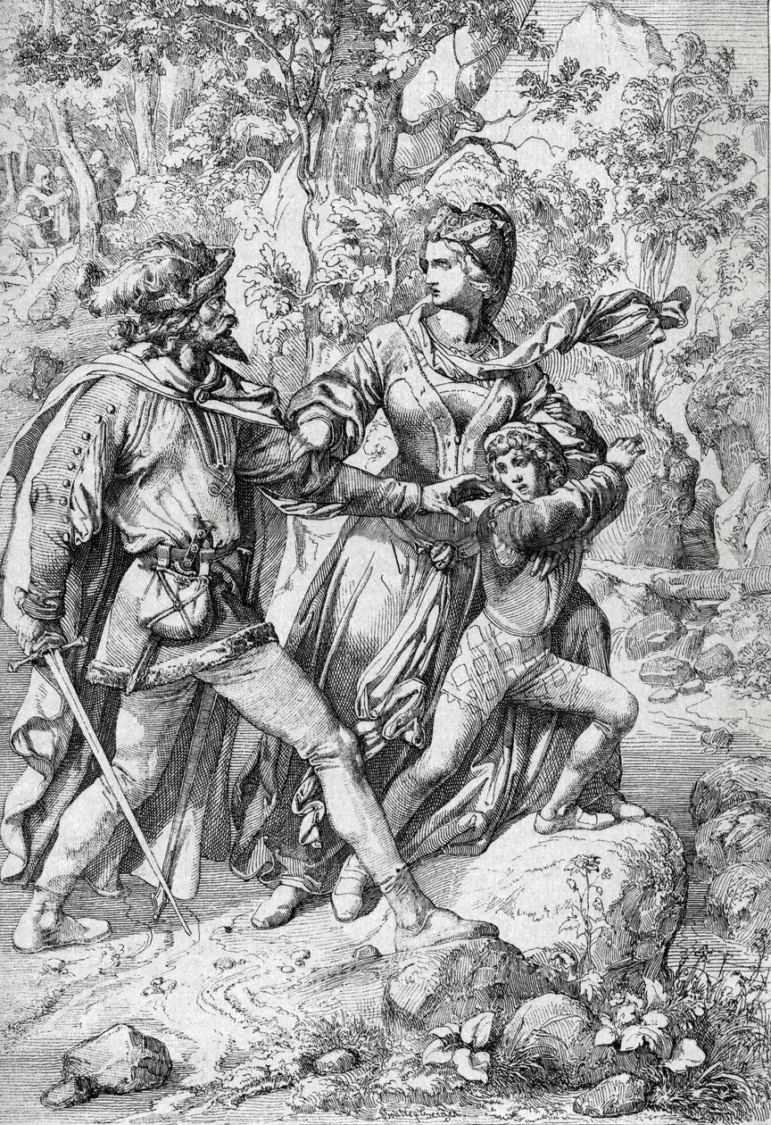 Королева Англии Маргарита Анжуйская (1430-1482) и ее сын Эдуард, спасенные разбойником во время бегства после триумфа йоркистов, польских autorstwa Peter Johann Nepomuck Geiger