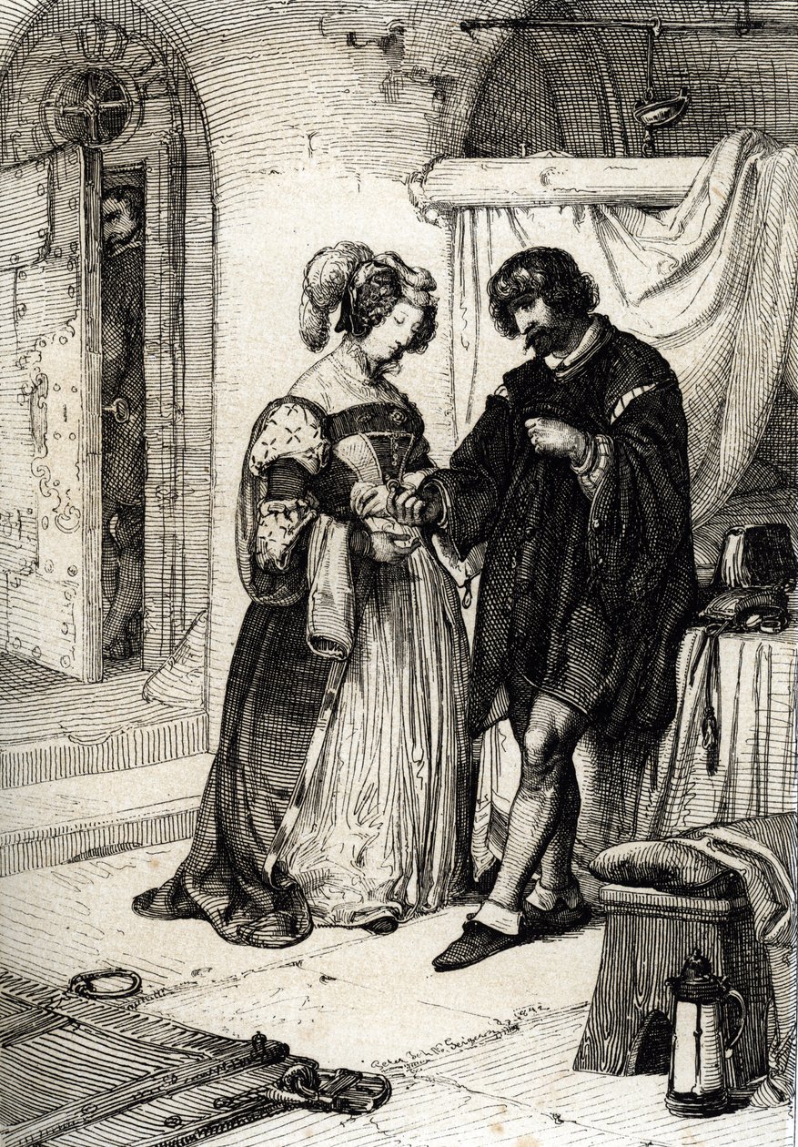 Hrabia Essex Robert Devereux (1565-1601) skazany na śmierć za zdradę wręczył Elżbiecie Howard, hrabinie Nottingham i damie honorowej Elżbiety Iere z Anglii, pierścień zastawu jej lojalności wobec królowej autorstwa Peter Johann Nepomuck Geiger
