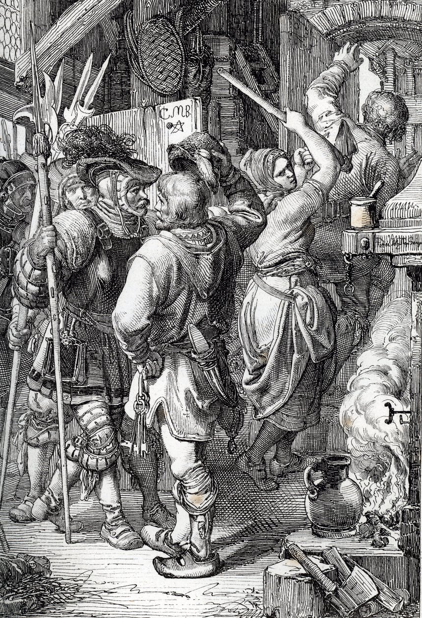 Ucieczka Gustawa I Wazy (lub Gustawa Wazy) (1496-1560) (przyszły król Szwecji) przebrał się za chłopa, aby uciec z Danii autorstwa Peter Johann Nepomuck Geiger