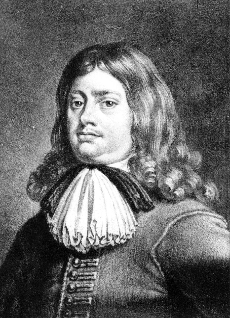 Admirał Earl Penn (1644-1718) ilustracja z „Portrety postaci wybitnych w historii Wielkiej Brytanii”, grawerowana przez Richarda Earloma (1743-1822) (mezzotinta) autorstwa Peter Lely