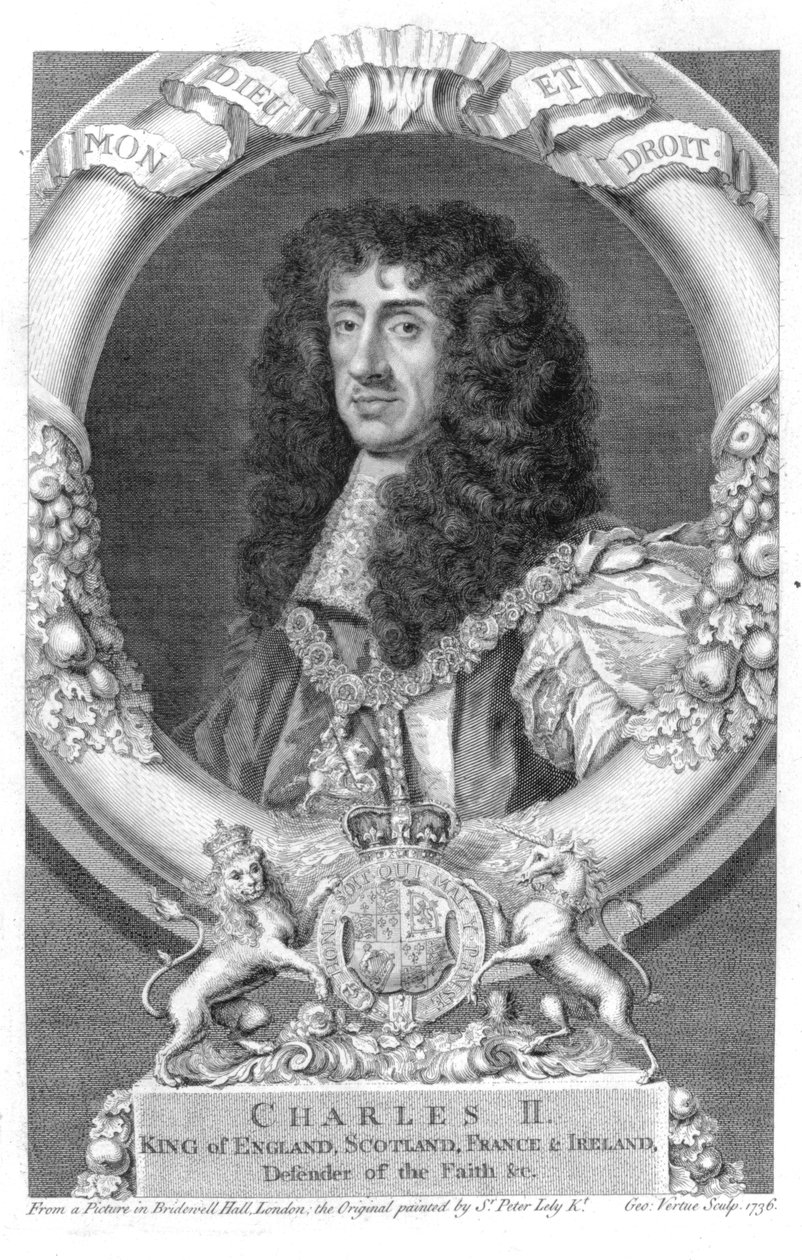 Karol II (1630-85) król Wielkiej Brytanii i Irlandii od 1660, ryty przez George