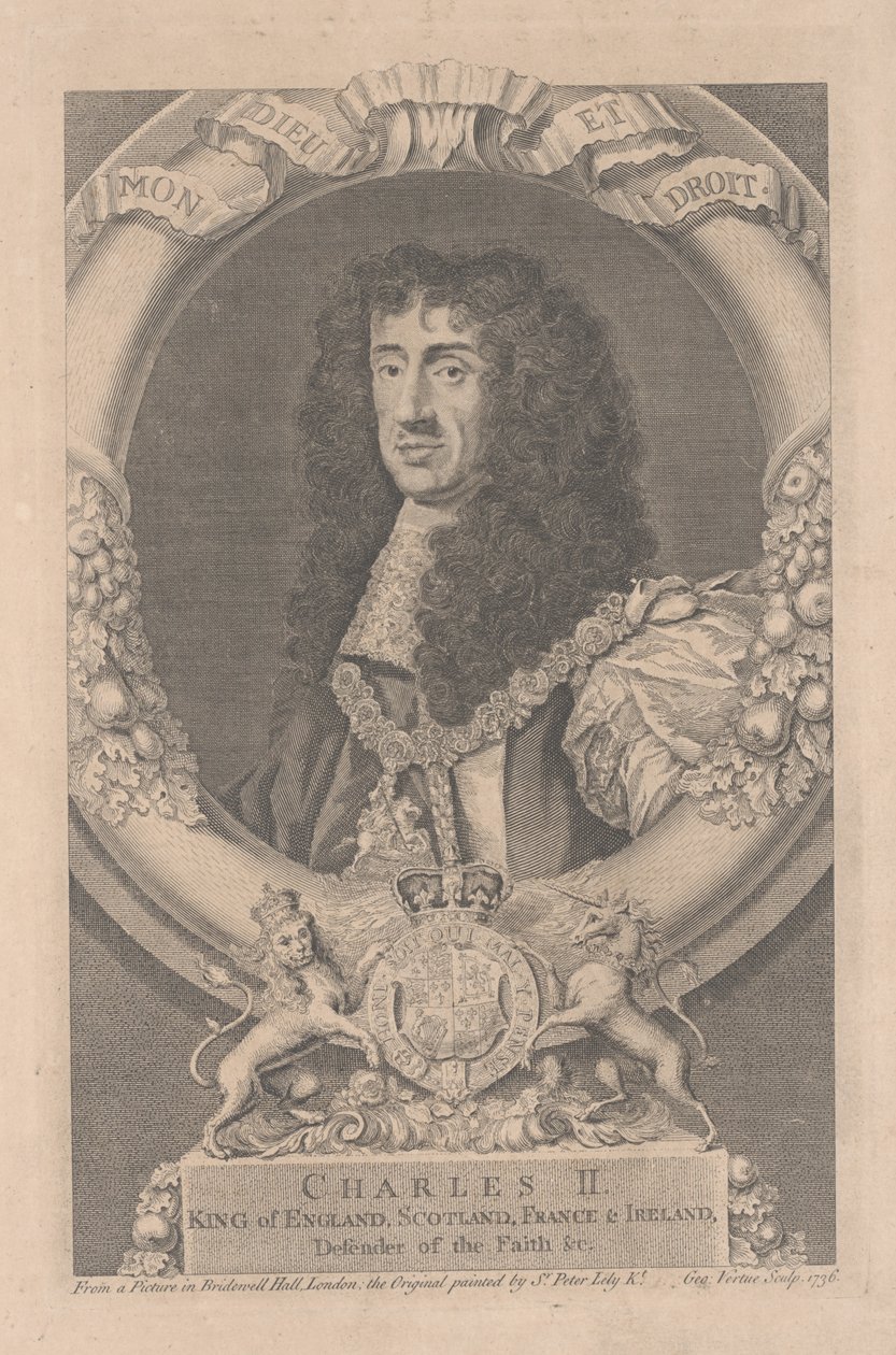 Karol II, król Anglii, Szkocji, Francji i Irlandii, rytowany przez George