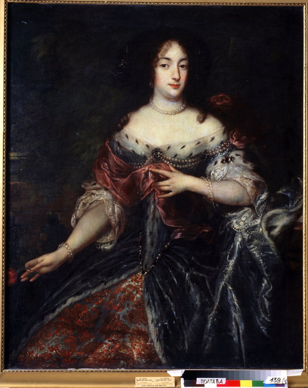 Portret królowej Francji Henryki Marii (1609-1669). Portret królowej Francji Henrietty Marii (1609-1669). Obraz Sir Petera Lely (1618-1680). Sztuka angielska, styl barokowy. Olej na płótnie. Regionalne Muzeum Sztuki, Połtawa, Ukraina autorstwa Peter Lely