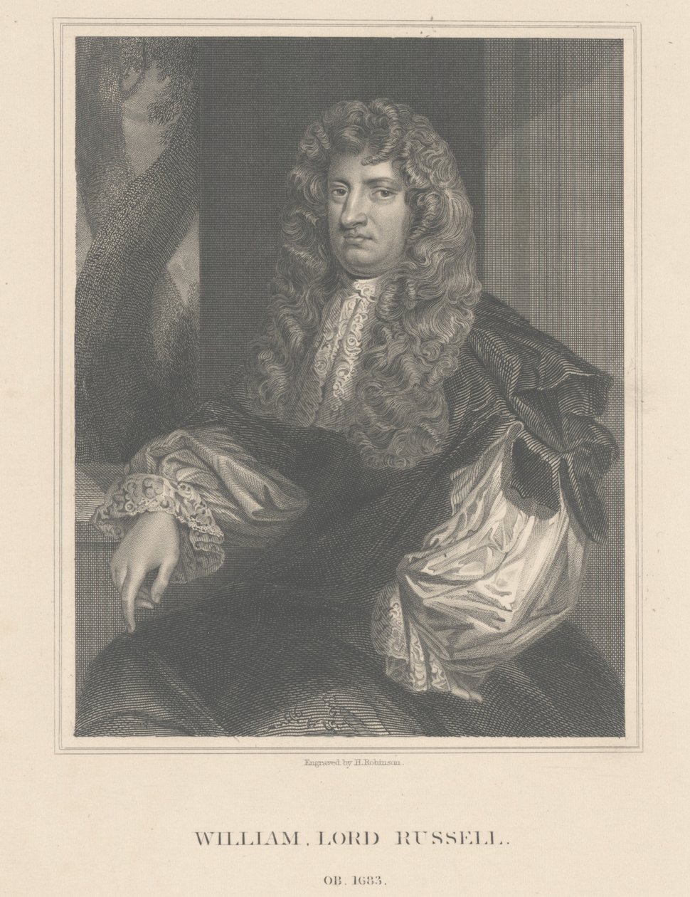 Portret Lorda Williama Russella, rytowany przez H. Robinson autorstwa Peter Lely