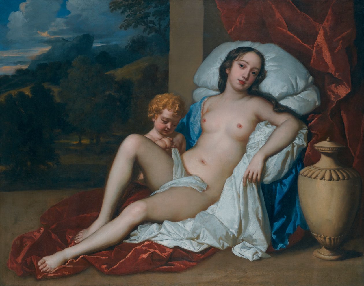 Portret młodej kobiety (Barbara Villiers lub Nell Gwyn) i dziecka jako Wenus i Kupidyna autorstwa Peter Lely