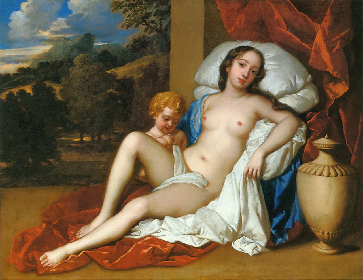 Portret młodej kobiety (Barbara Villiers lub Nell Gwyn) i dziecka jako Wenus i Kupidyna autorstwa Peter Lely