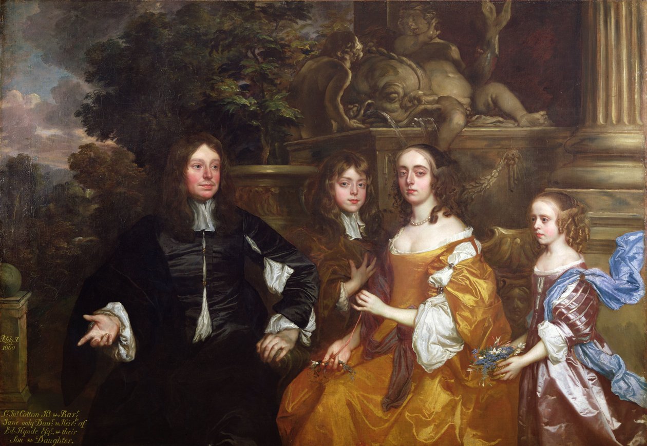 Sir John Cotton i jego rodzina autorstwa Peter Lely