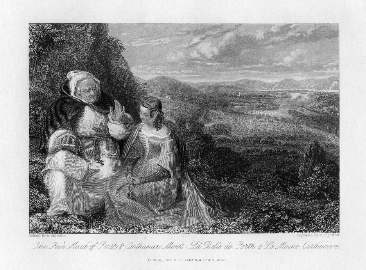 Piękna panna z Perth i mnich kartuzów, 1845 autorstwa Peter Lightfoot