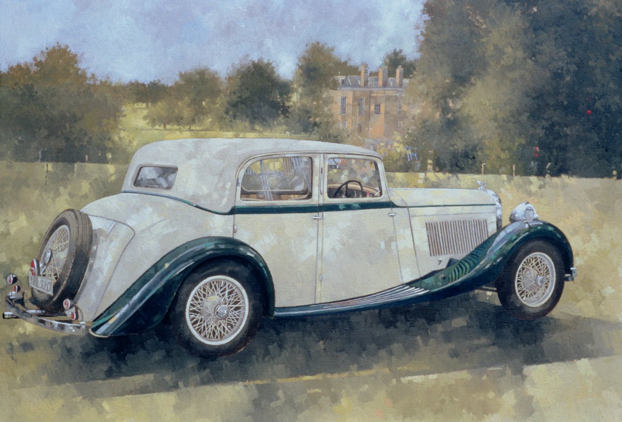 Zielony i biały Bentley w Althorp (olej na płótnie) autorstwa Peter Miller