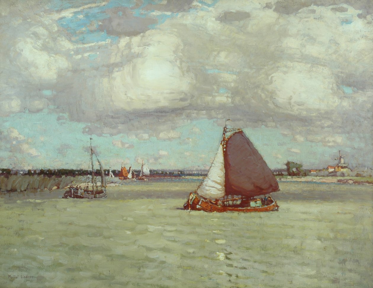 Rzeka holenderska, ok. 1904 (olej na płótnie) autorstwa Peter Moffat Lindner
