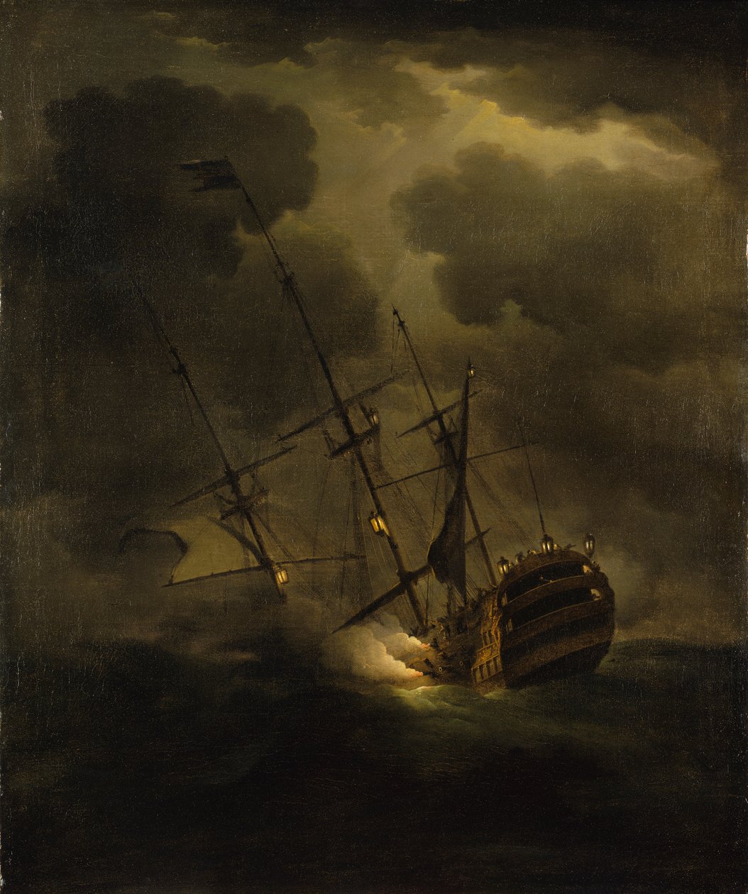 Utrata HMS "Victory", 4 października 1744 r. autorstwa Peter Monamy