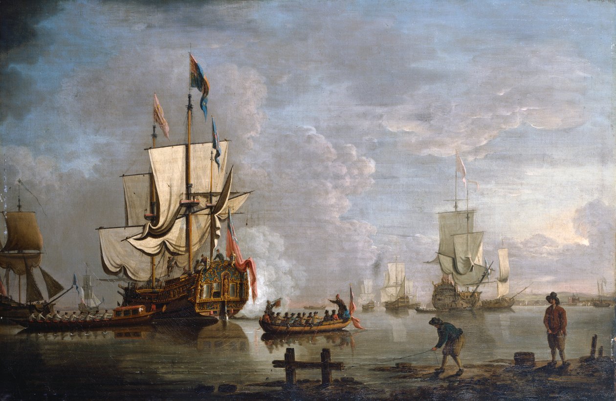 The Morning Gun: HMS Peregrine z Rochester (olej na płótnie) autorstwa Peter Monamy