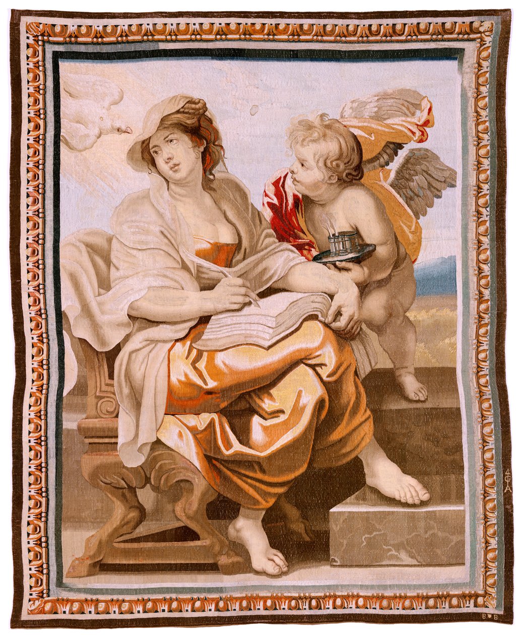 Flamandzki gobelin. Seria Triumf Eucharystii. Mądrość jest inspirowana przez Ducha Świętego (La Sabiduría inspirada por el Espíritu Santo). Dziewiętnasty gobelin z serii. Model Peter Paul Rubens. 1626-1628. Manufaktura Jacob II Geubels, Bruksela autorstwa Peter Paul (after) Rubens