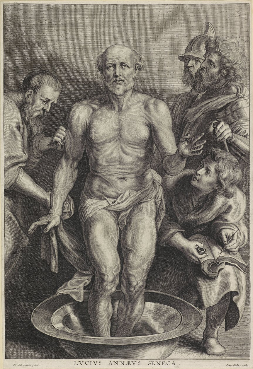 Śmierć Seneki, rytowana przez Aleksandra Voeta II autorstwa Peter Paul (after) Rubens