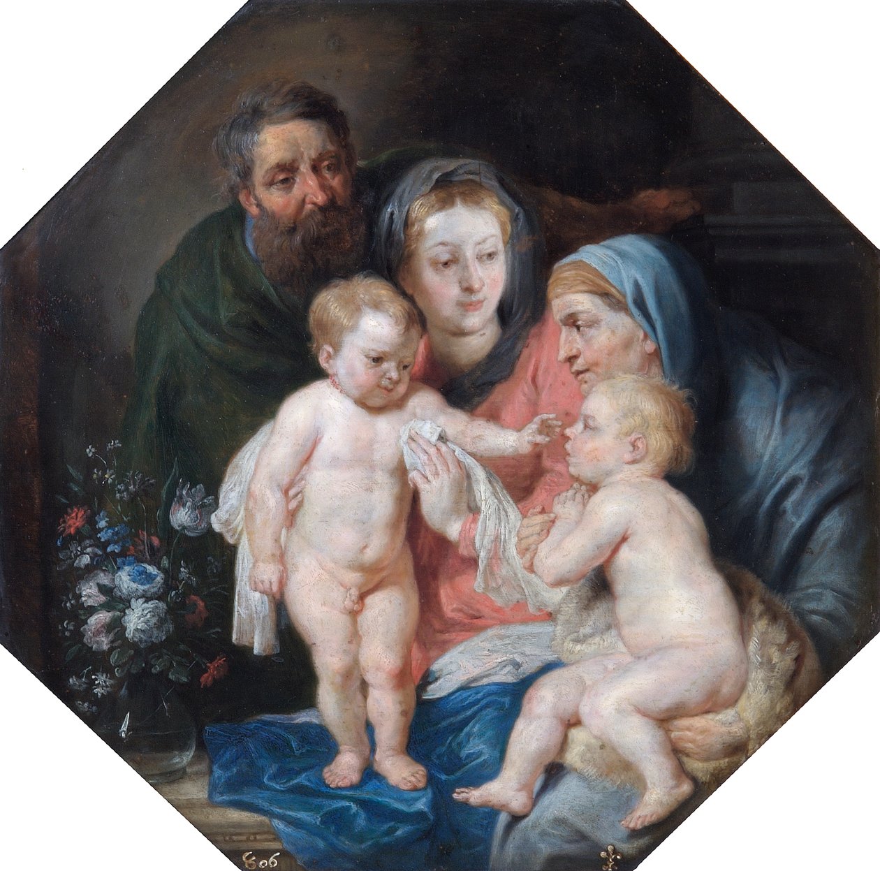 Święta Rodzina ze św. Elżbietą i św. Janem (olej na miedzi) autorstwa Peter Paul (after) Rubens