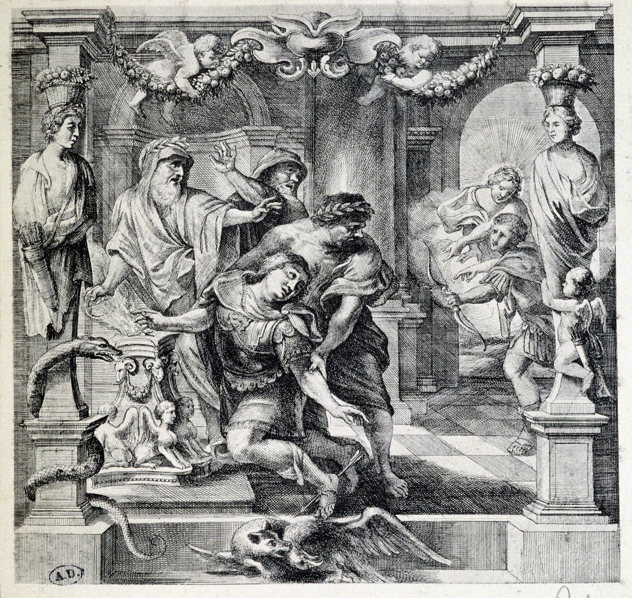 Śmierć Achillesa, według Pierre Paul (Pierre-Paul) Rubens (lub Peter Paul lub Petrus Paulus) (1577-1640), Flandria autorstwa Peter Paul (after) Rubens