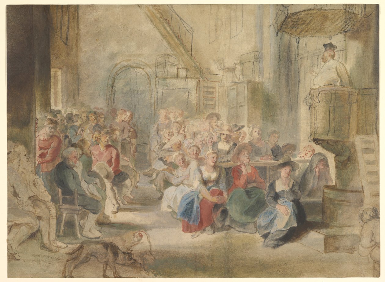 Kazanie w wiejskim kościele autorstwa Peter Paul Rubens