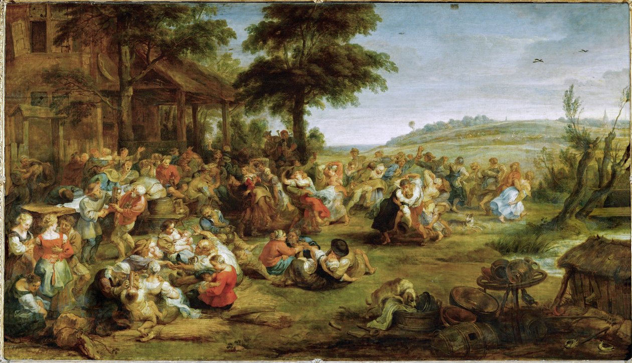 Święto kościelne lub wesele w wiosce, ok. 1635-38 (olej na drewnie) autorstwa Peter Paul Rubens