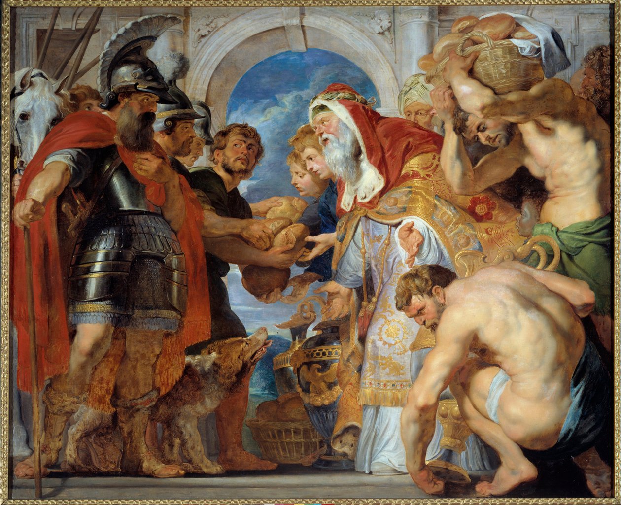 Abraham i Melchizedek. Wracając ze zwycięskiej kampanii, Abraham spotkał Melchizedeka (lub Melchizedeka lub Melchizedeka lub Melchizedeka lub Melchizedeka), króla Salemu, który przyniósł mu chleb i wino. Był księdzem i wypowiedział to błogosławieństwo: autorstwa Peter Paul Rubens
