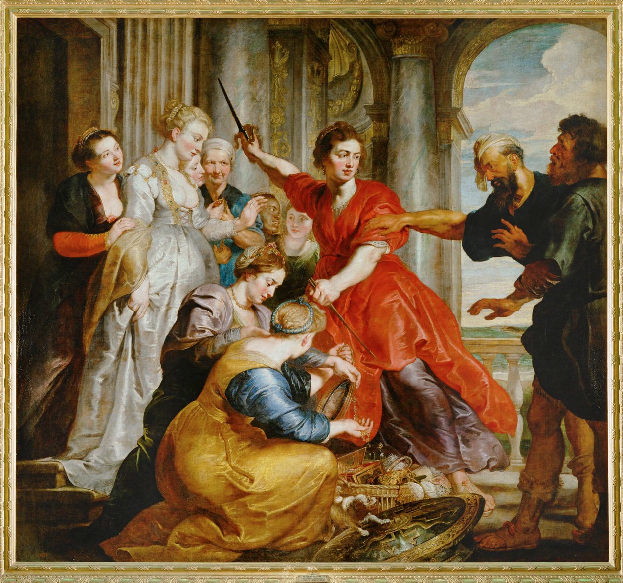 Achilles odkryty przez Odyseusza wśród córek Lykomedesa na Skyros (obraz na płótnie) autorstwa Peter Paul Rubens