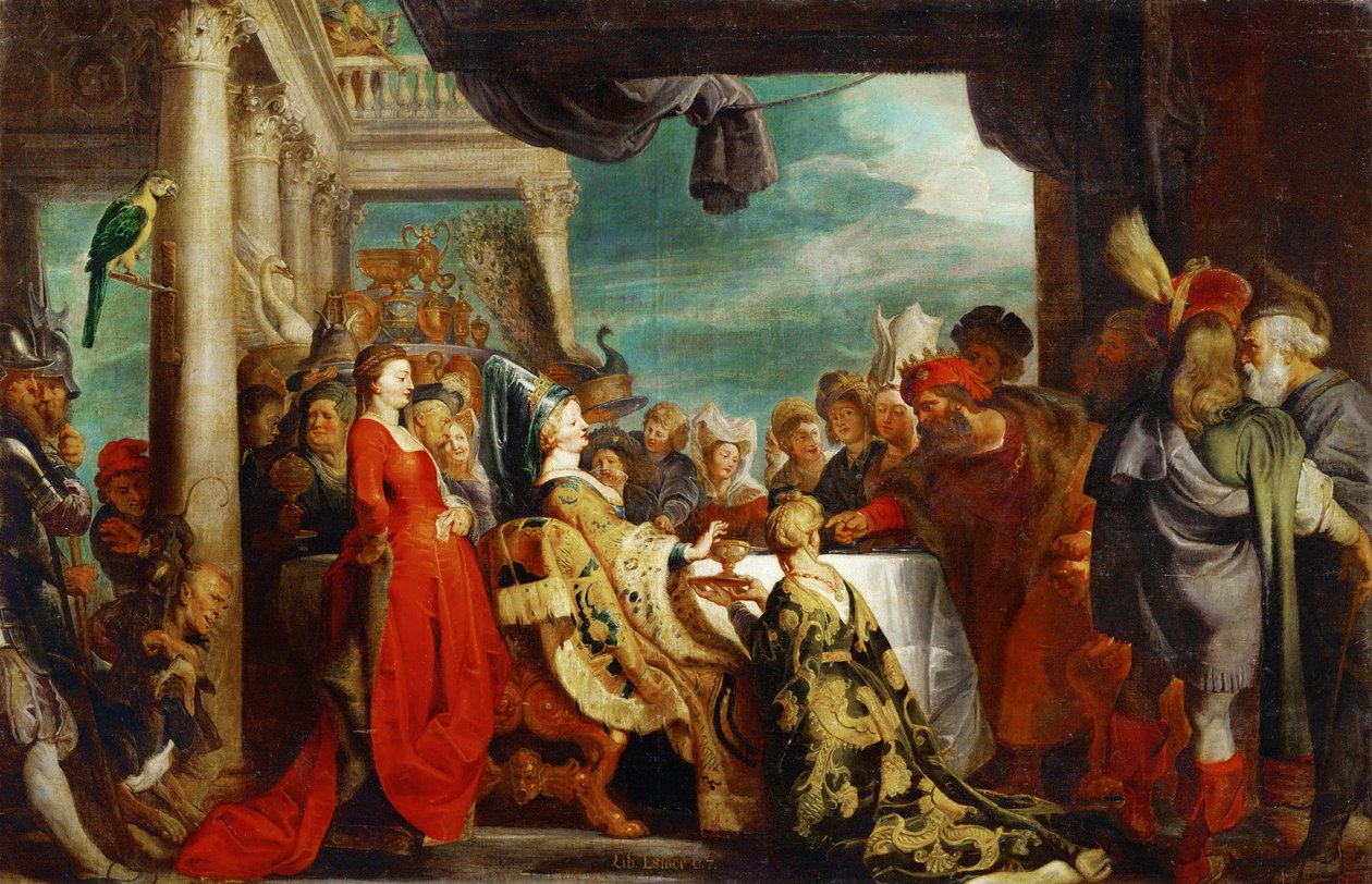 Alboin (vers 530-572) et Rosemonde (morte 572) - Alboin i Rosamund - Pieter Paul Rubens (1577-1640). olej na płótnie, ok. 1615. Wymiar : 132x202 cm. Muzeum Historii Sztuki, Wiedeń autorstwa Peter Paul Rubens