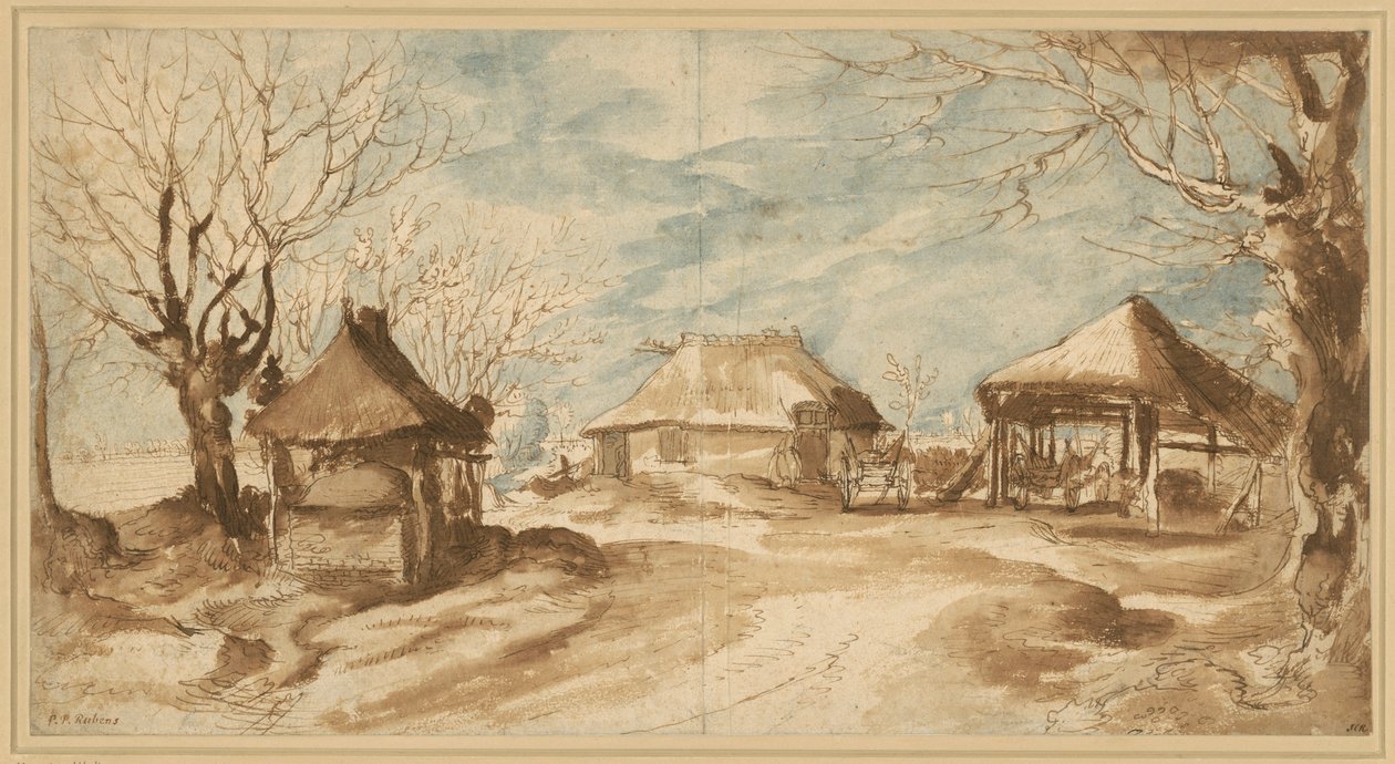 Dom wiejski z trzema stodołami autorstwa Peter Paul Rubens