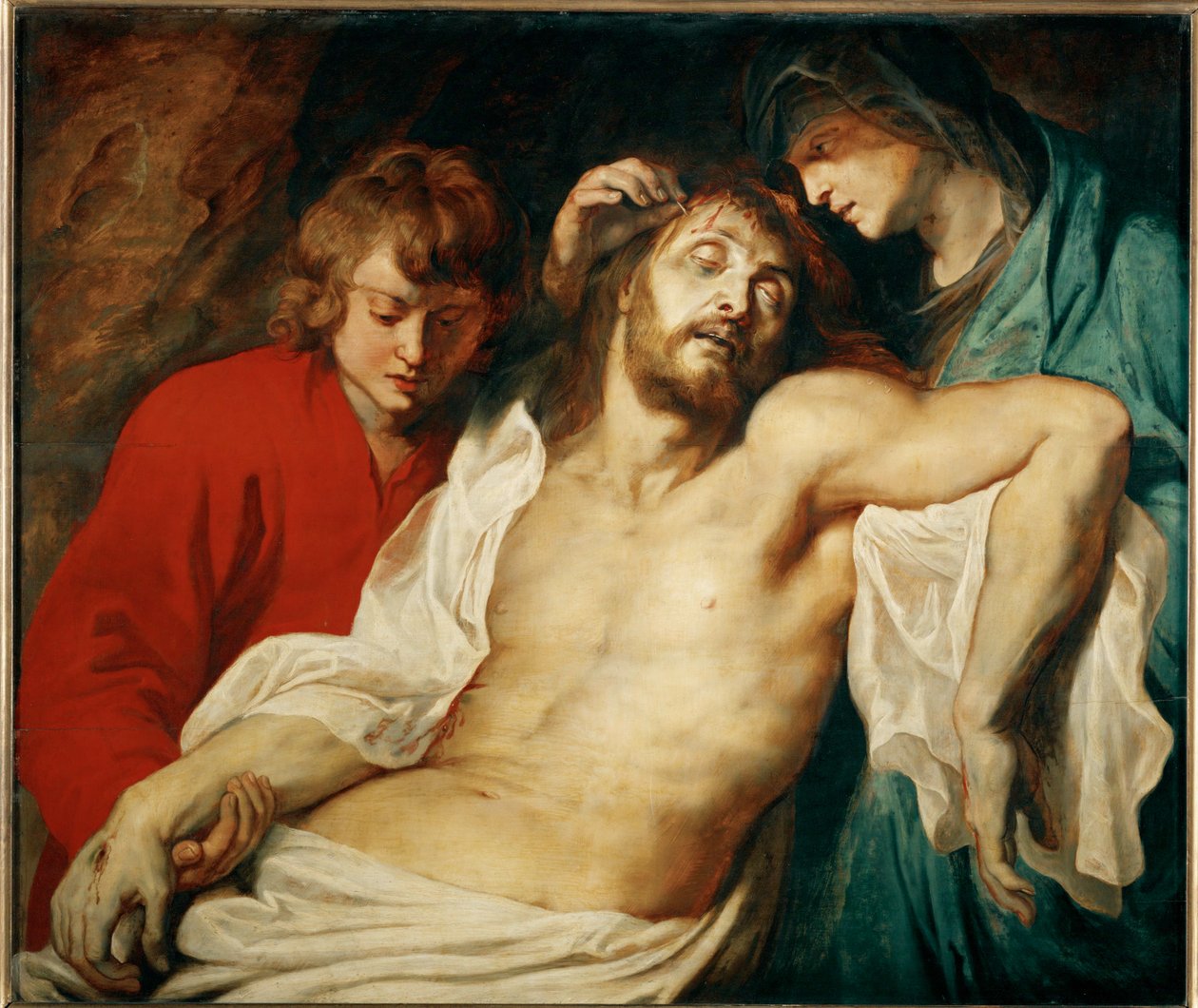 Deploracja ze Świętą Marią i Świętym Janem Apostołem, ok. 1614-15 (obraz na drewnie dębowym) autorstwa Peter Paul Rubens