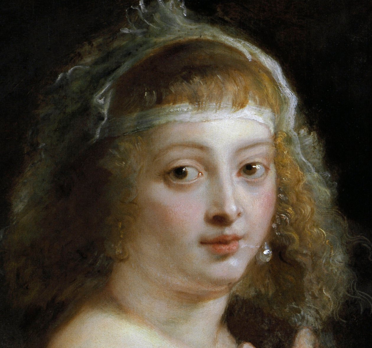 Szczegół Helene Fourment w futrzanej szacie autorstwa Peter Paul Rubens