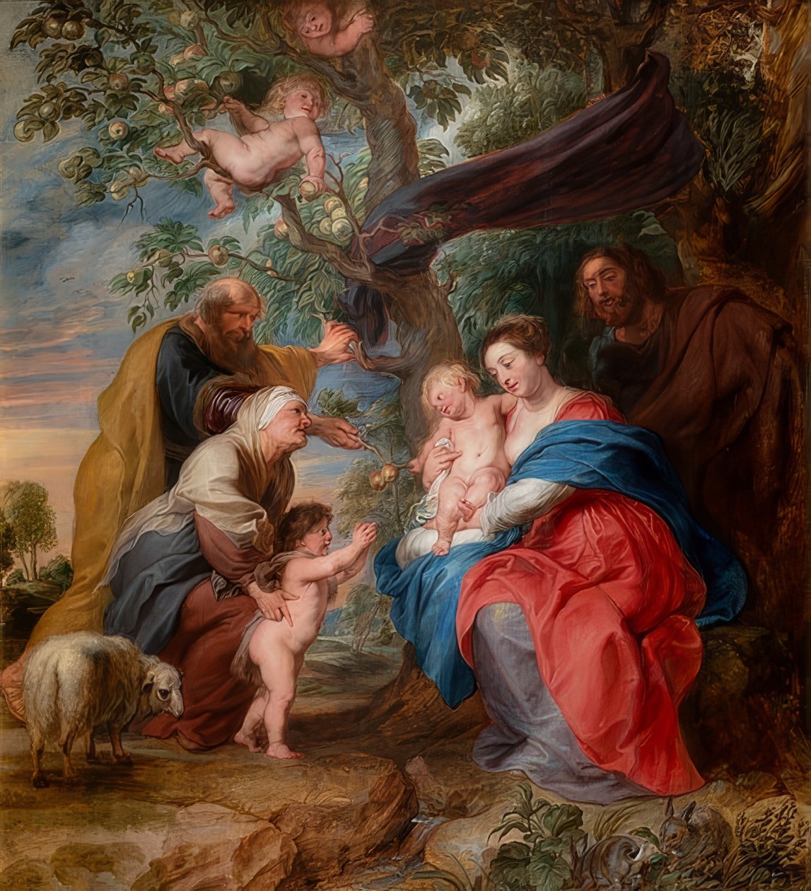 Święta rodzina pod jabłonią. Około 1632 autorstwa Peter Paul Rubens