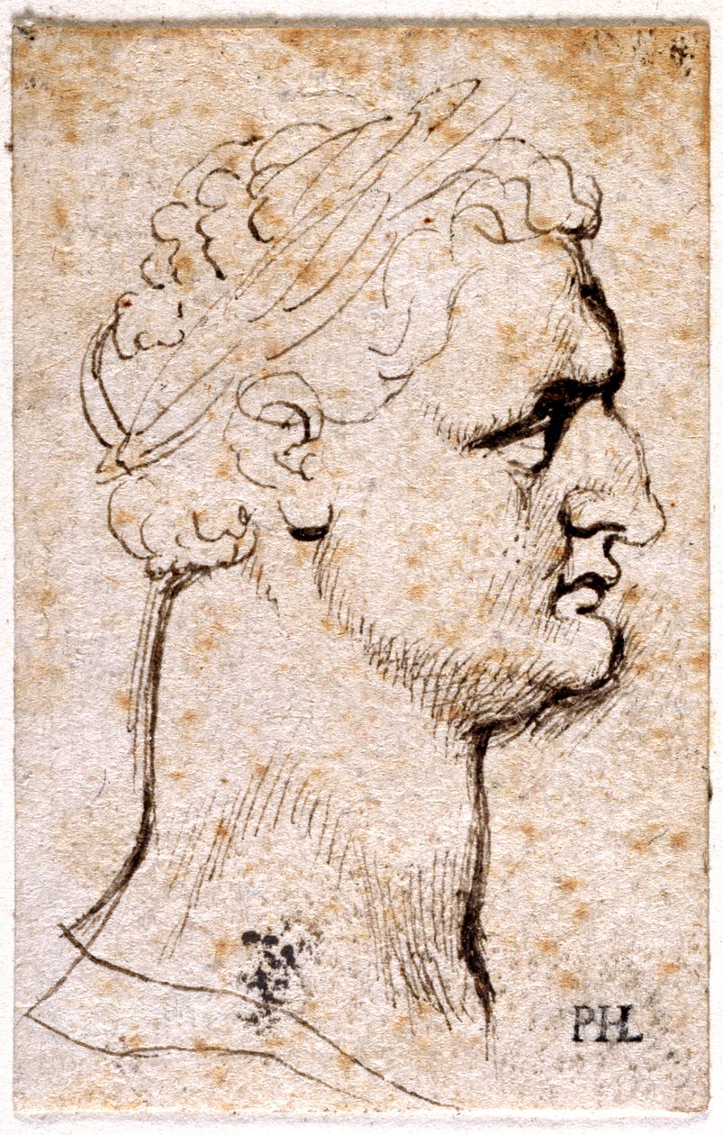 Domicjan, z dziesięciu rysunków ośmiu z pierwszych dwunastu Cezarów, według medali Giovanniego da Cavino (pióro i atrament na papierze) autorstwa Peter Paul Rubens